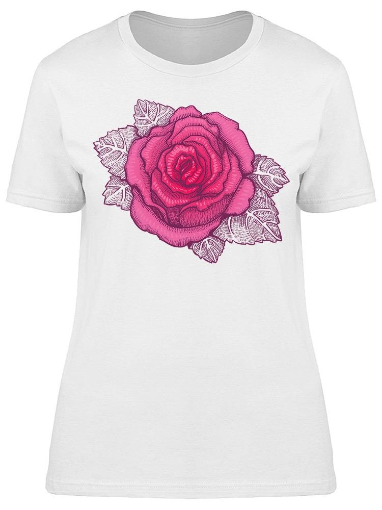 Drawing Of Pink Rose Tee Women's -Image by Shutterstock