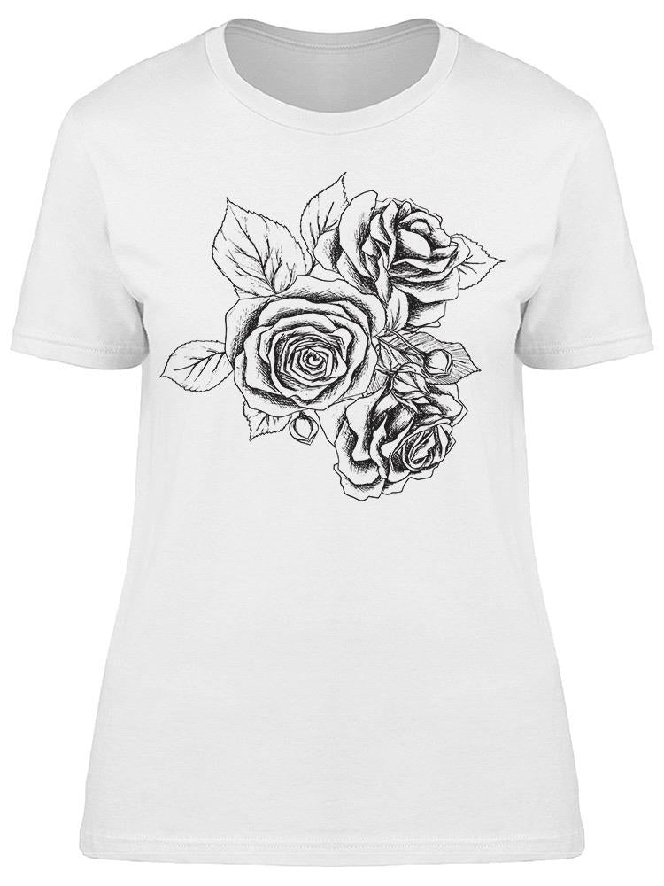 Roses Sketch Tattoo Like Tee Women's -Image by Shutterstock