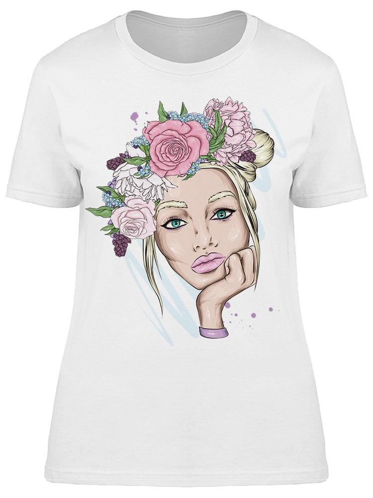 Beautiful Girl Wreath Of Peonies Tee Women's -Image by Shutterstock