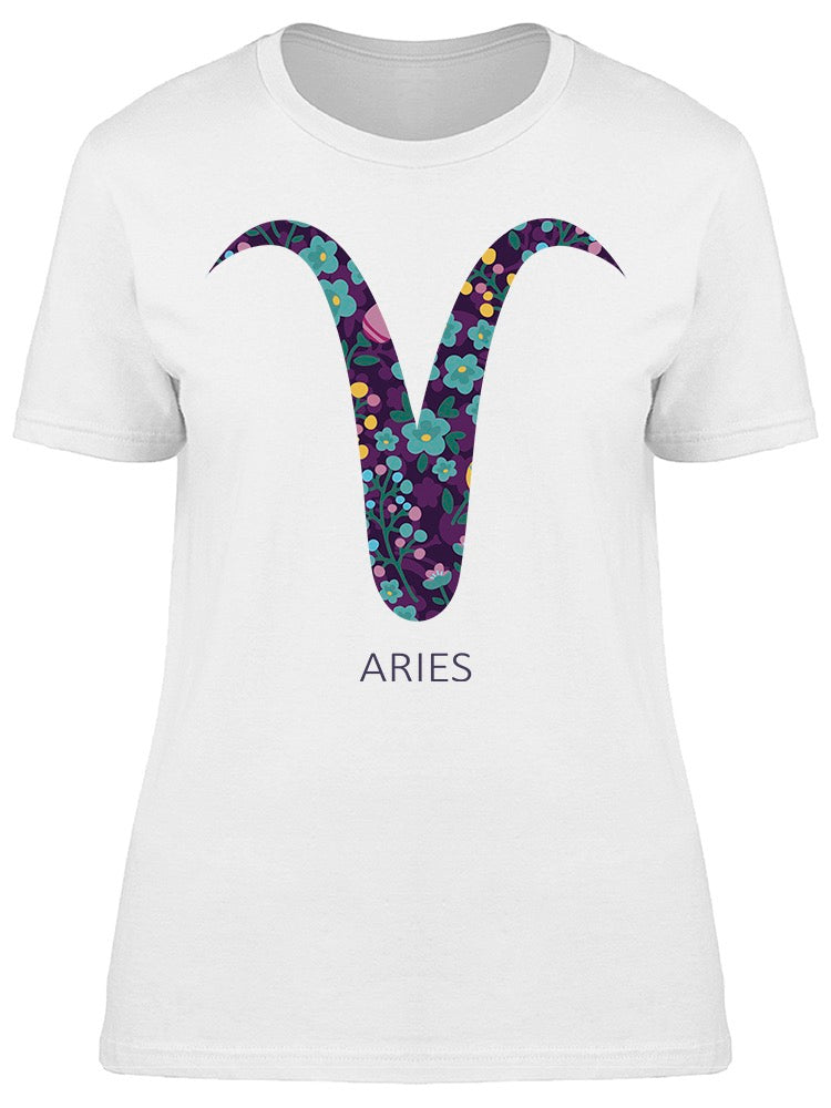 Zodiac Sign Aries Floral Tee Women's -Image by Shutterstock