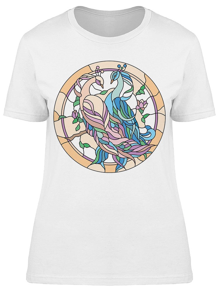 Stained Glass Couple Peacock Tee Women's -Image by Shutterstock
