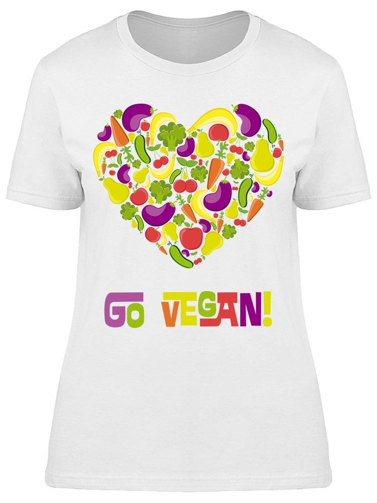 Go Vegan Heart Vegetable Doodle Tee Women's -Image by Shutterstock