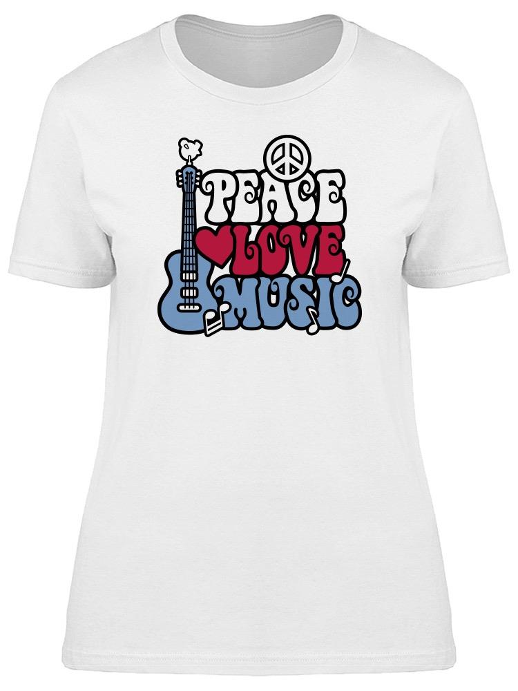 Peace Love Music Guitar Art Tee Women's -Image by Shutterstock