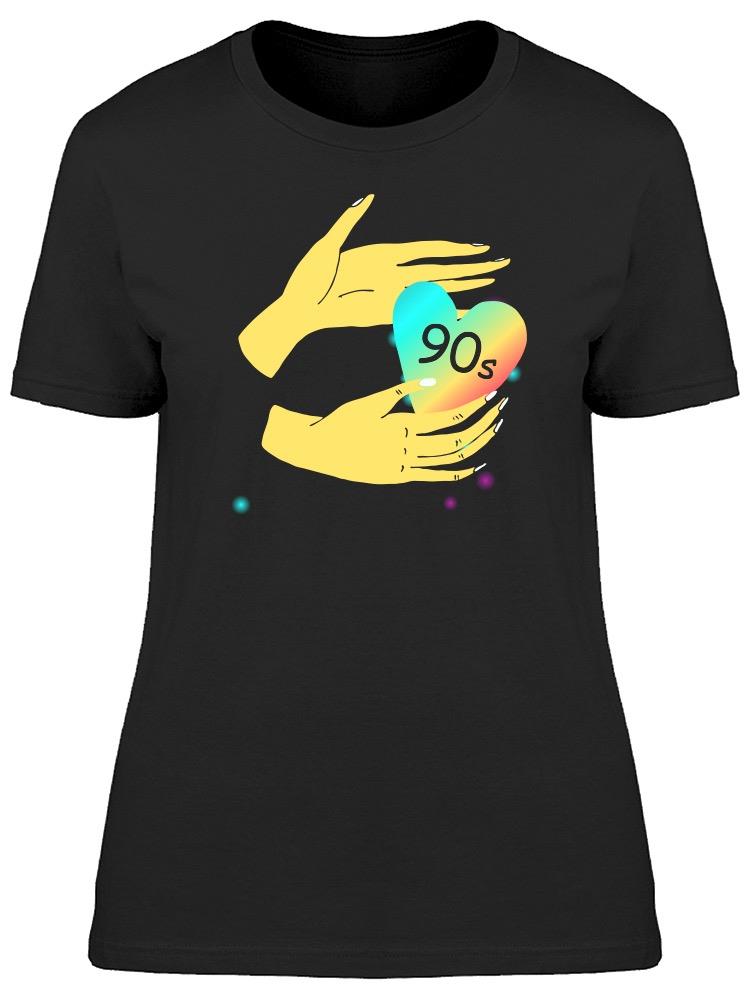 90s Hands Holding Heart Tee Women's -Image by Shutterstock