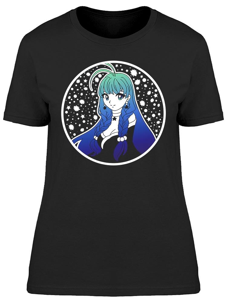 Anime With Long  Blue Hair Tee Women's -Image by Shutterstock