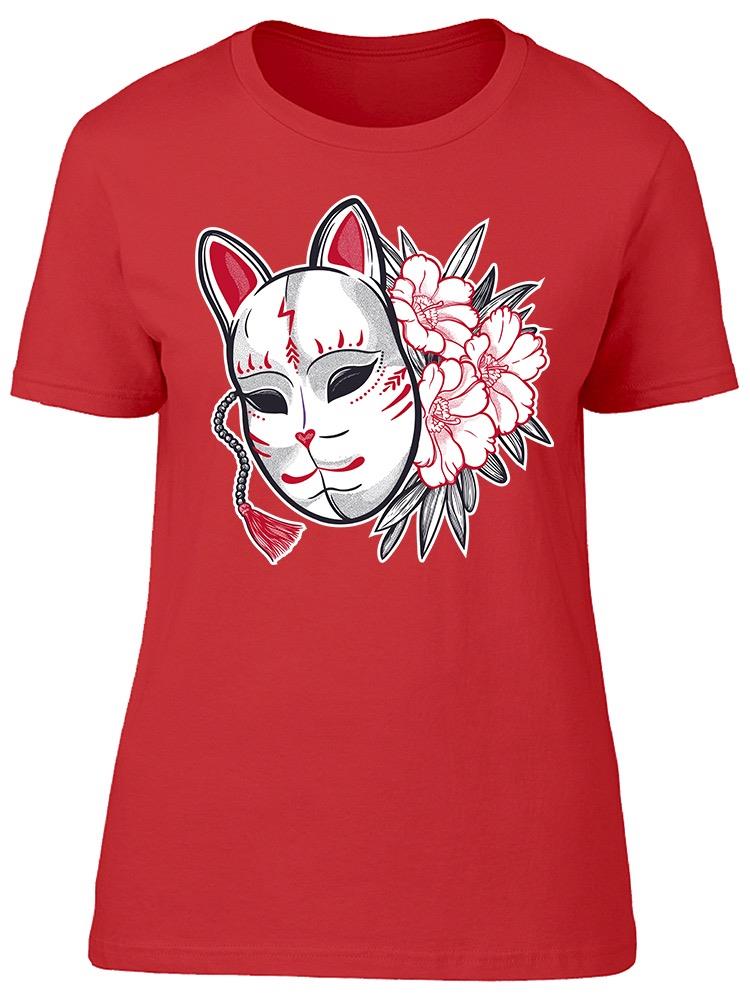 Japanese Mask Fox With Flowers Tee Women's -Image by Shutterstock