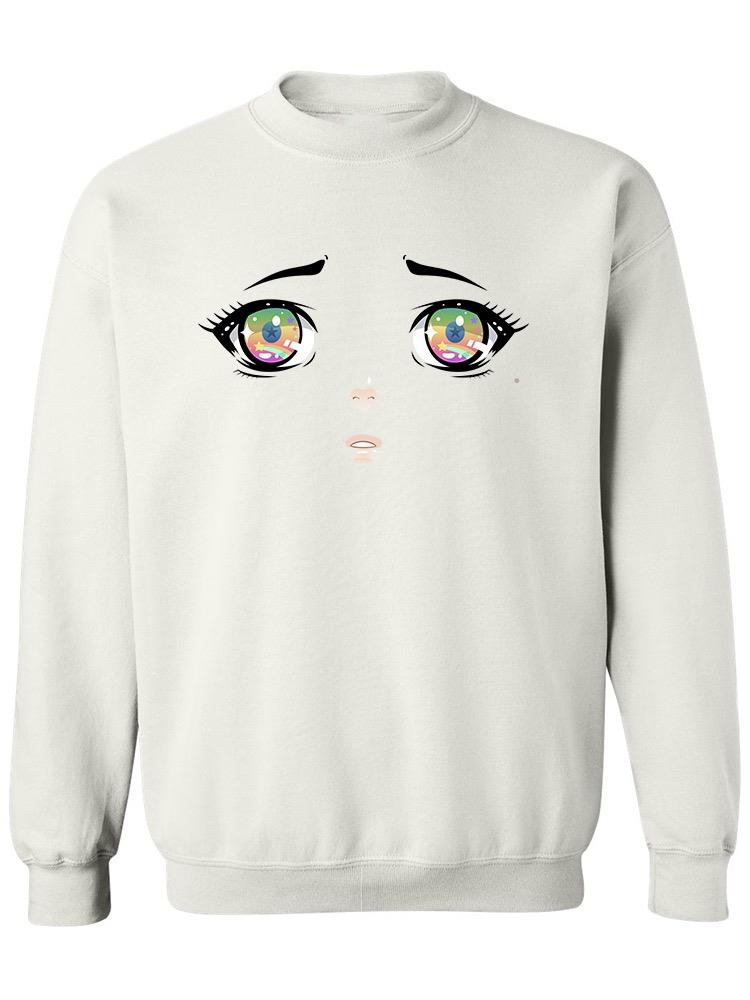 Kawaii Anime Sparkling Eyes Sweatshirt Women's -Image by Shutterstock