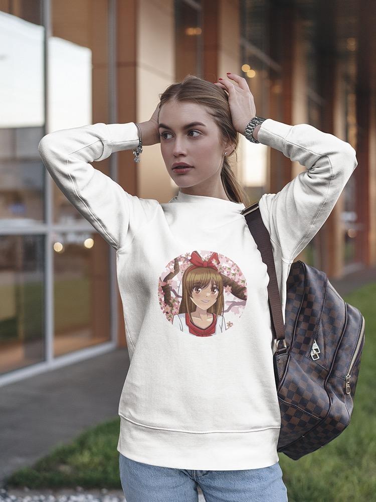 Kawaii Anime Girl Round Portrait Sweatshirt Women's -Image by Shutterstock