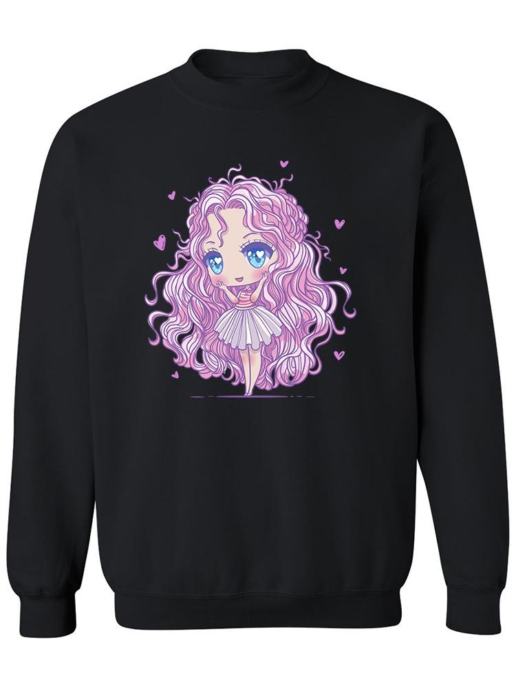 Cute Anime Girl In Love  Sweatshirt Women's -Image by Shutterstock