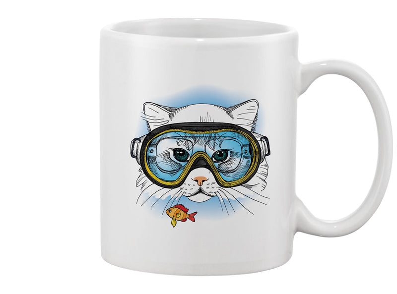 Cat With A Diving Mask Mug -Image by Shutterstock