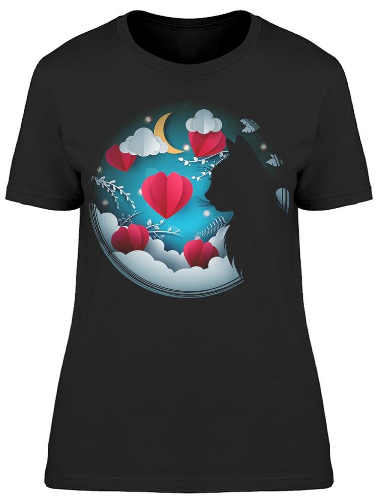 Cat Origami Air Balloons Hearts Tee Women's -Image by Shutterstock