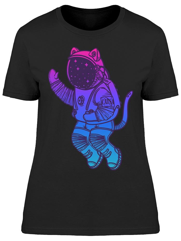 Cat Astronaut Gradient Colors Tee Women's -Image by Shutterstock
