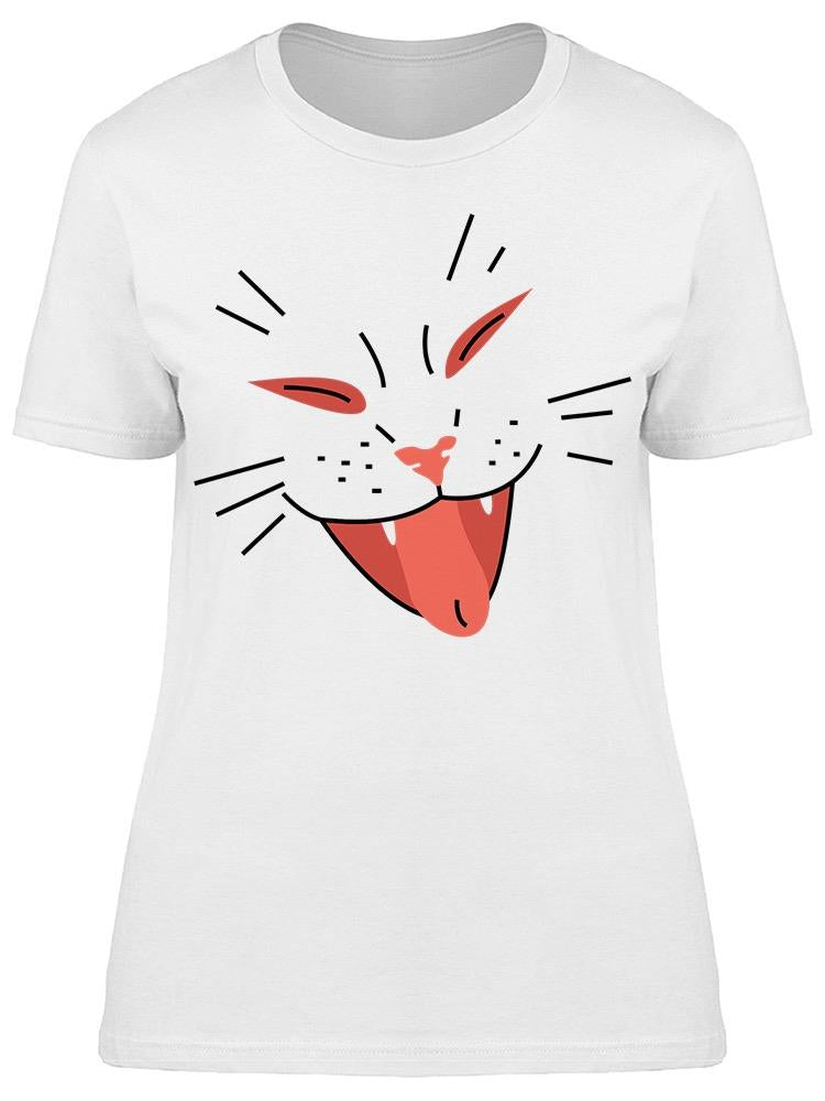 Laughing Cat Face Sketch  Tee Women's -Image by Shutterstock