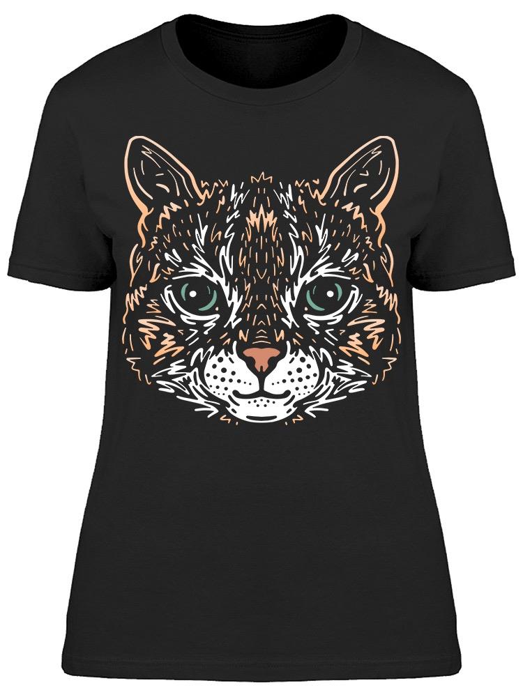 Sketch Color Cat Face Tee Women's -Image by Shutterstock