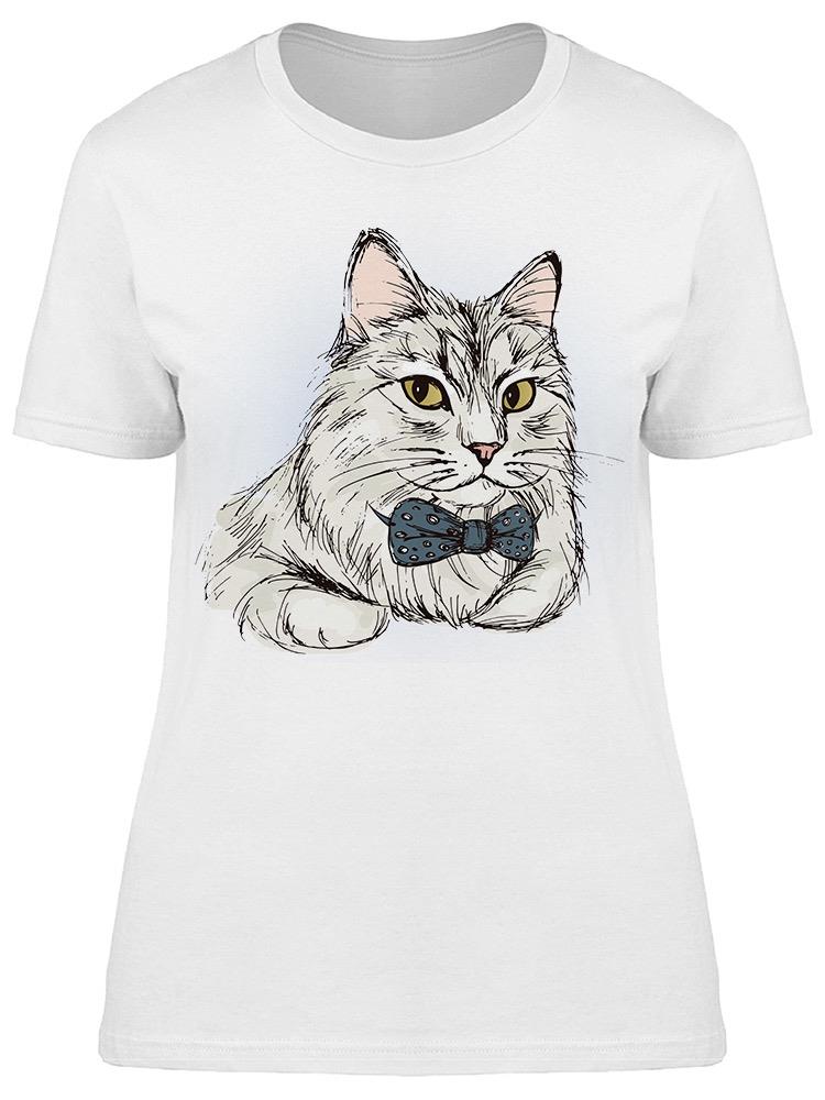 Charming Male Cat With Bow Tie Tee Women's -Image by Shutterstock