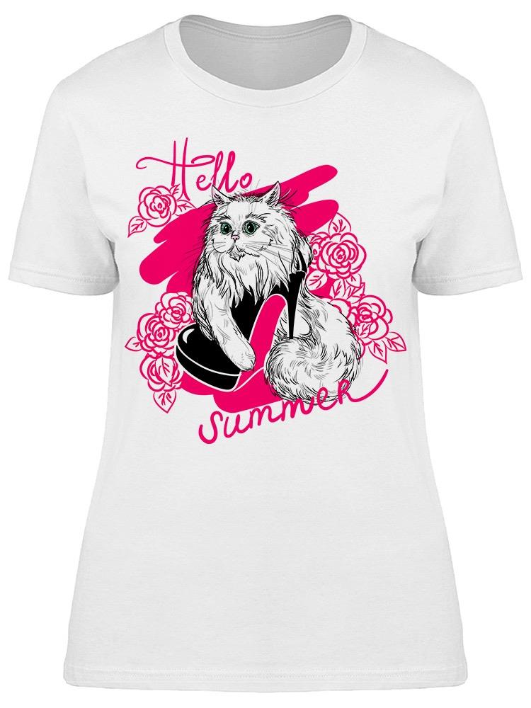 Persian Cat In Heel Hello Summer Tee Women's -Image by Shutterstock