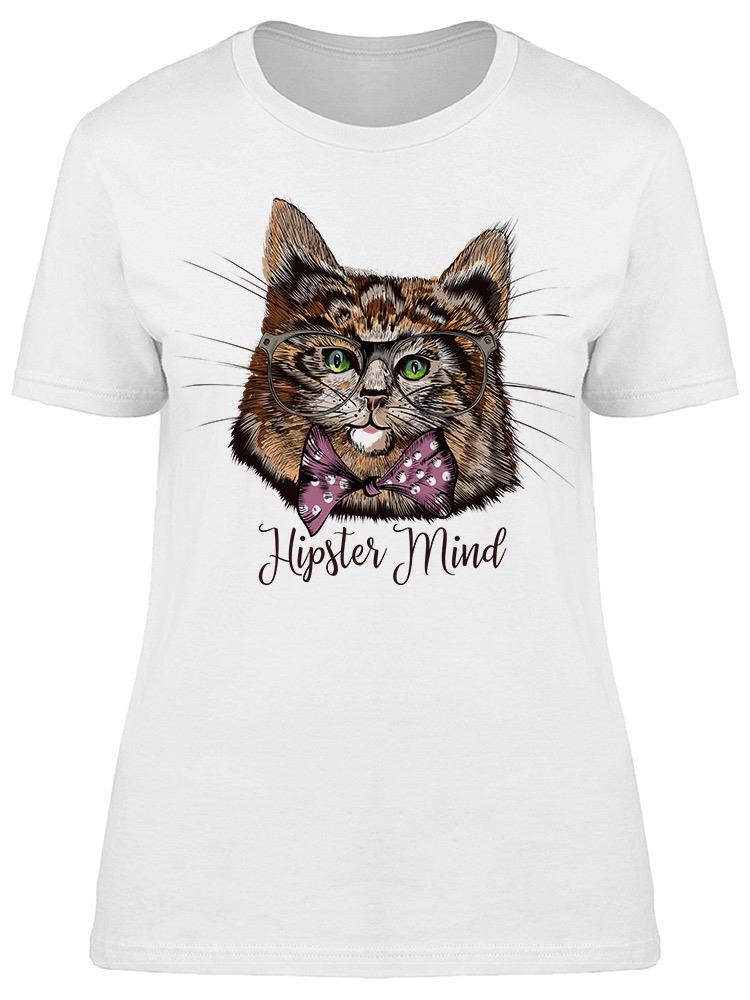 Hipster Mind Glasses Cat Bow Tie Tee Women's -Image by Shutterstock