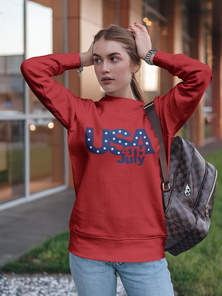 4Th Of July Usa Logo Design Sweatshirt Women's -Image by Shutterstock