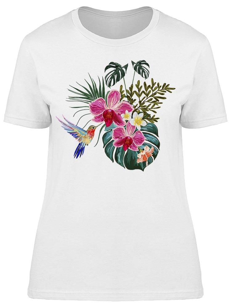 Beautiful Floral Hummingbird Art Tee Women's -Image by Shutterstock
