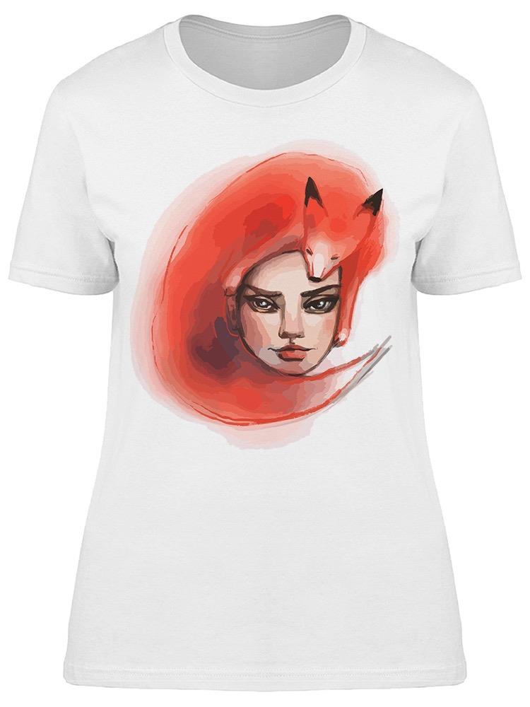 Beautiful Girl With A Fox Tee Women's -Image by Shutterstock