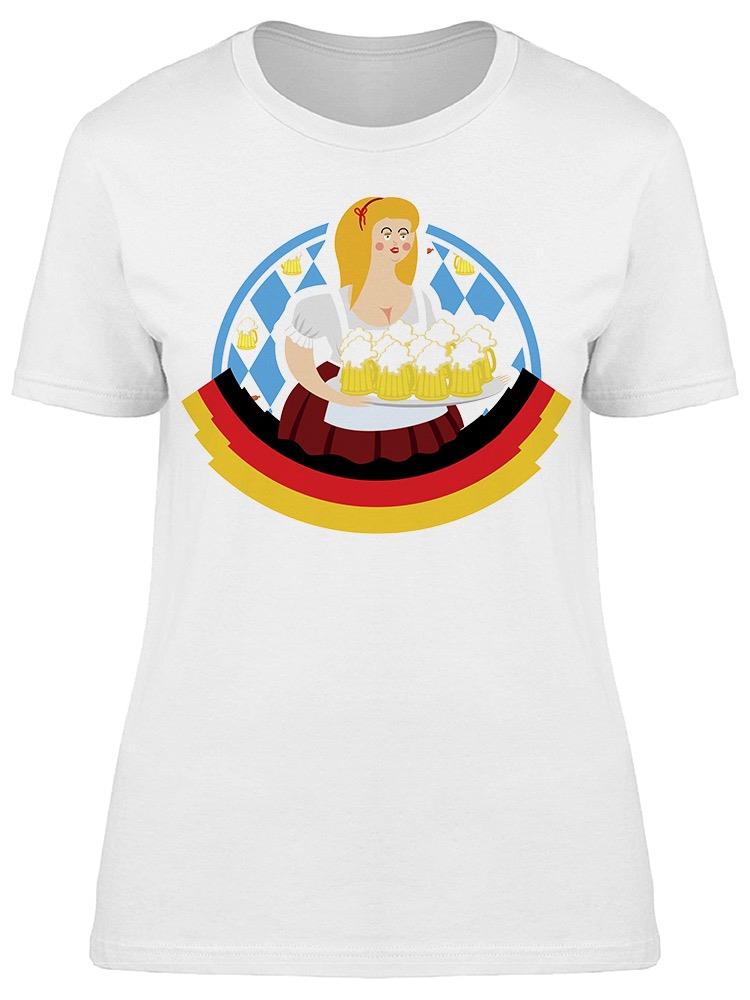 Oktoberfest Girl And Beer Mugs Tee Women's -Image by Shutterstock