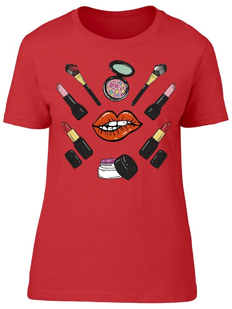 Hand Drawn Make Up Products Tee Women's -Image by Shutterstock