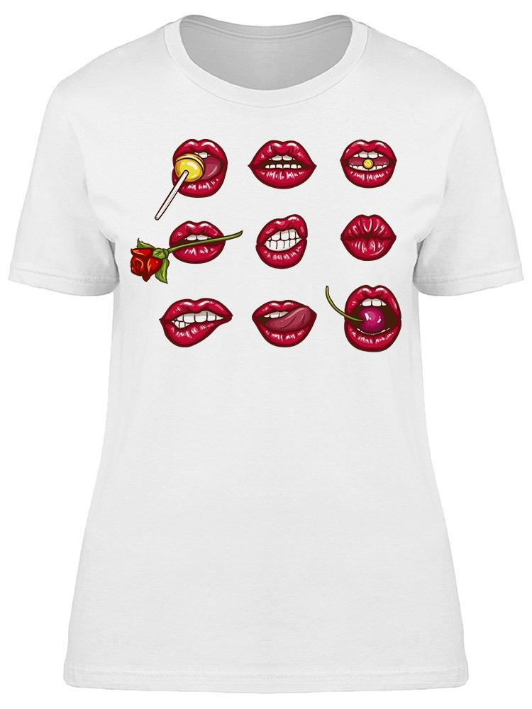 Pop Art Icons  Red Female Lips Tee Women's -Image by Shutterstock