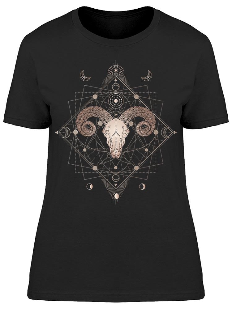 Ram Skull Sacred Mystic Geometry Tee Women's -Image by Shutterstock