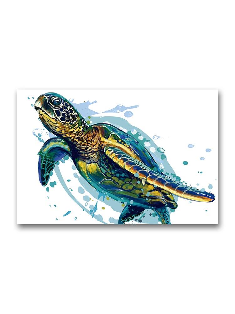Realistic Colorful Sea Turtle Poster -Image by Shutterstock