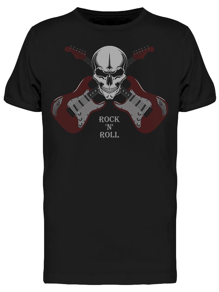 "rock N Roll" Red Guitars Skull Tee Men's -Image by Shutterstock