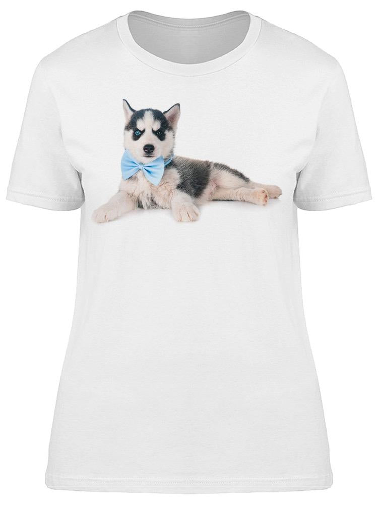 Cute Husky Puppy With A Bow Tie Tee Women's -Image by Shutterstock