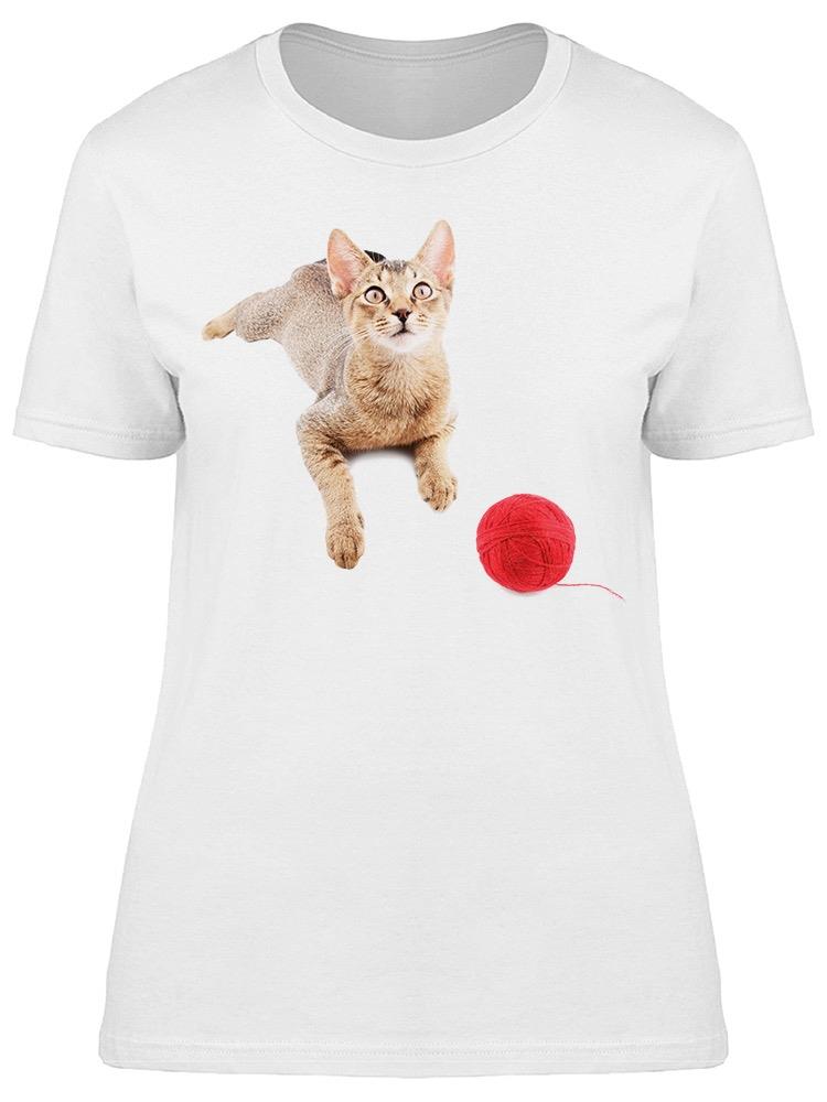 Cute Abyssinian Cat Playing Tee Women's -Image by Shutterstock