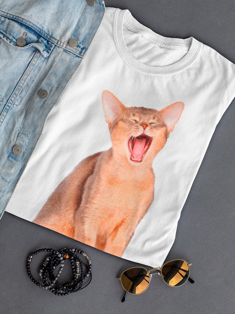 Yawning Abyssinian Cat Tee Women's -Image by Shutterstock