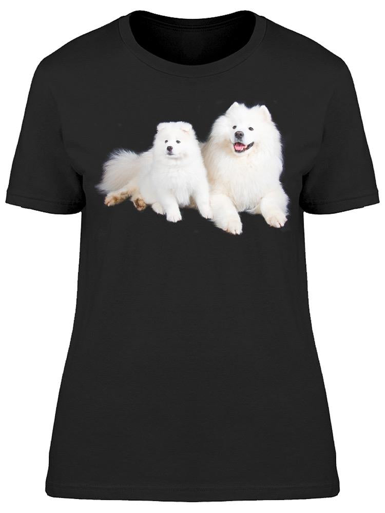 2 Cute Laid Down Samoyed Dogs Tee Women's -Image by Shutterstock