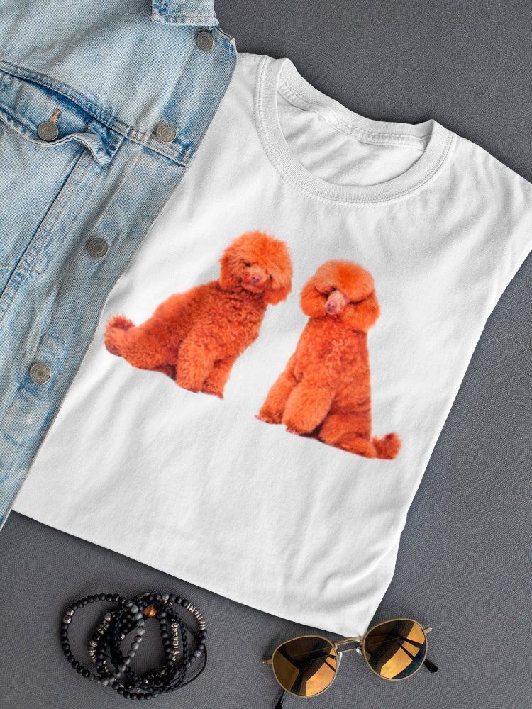 2 Cute Brown Poodles Sitting Tee Women's -Image by Shutterstock