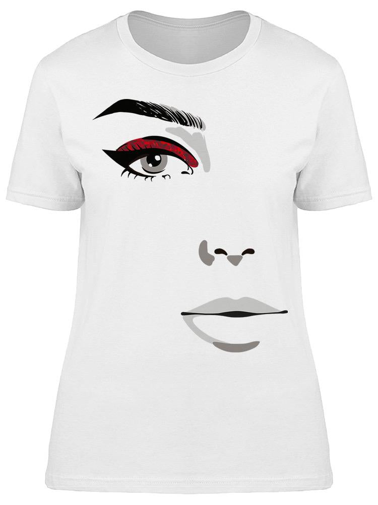 Half Of A Womans Face Drawn Tee Women's -Image by Shutterstock