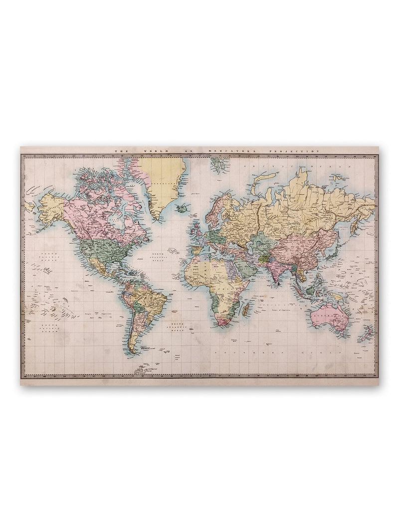 1860 World Map Hand-colored Poster -Image by Shutterstock