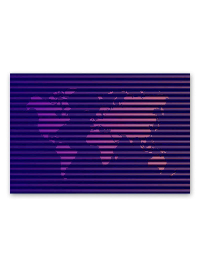 World Map In Horizontal Lines Poster -Image by Shutterstock