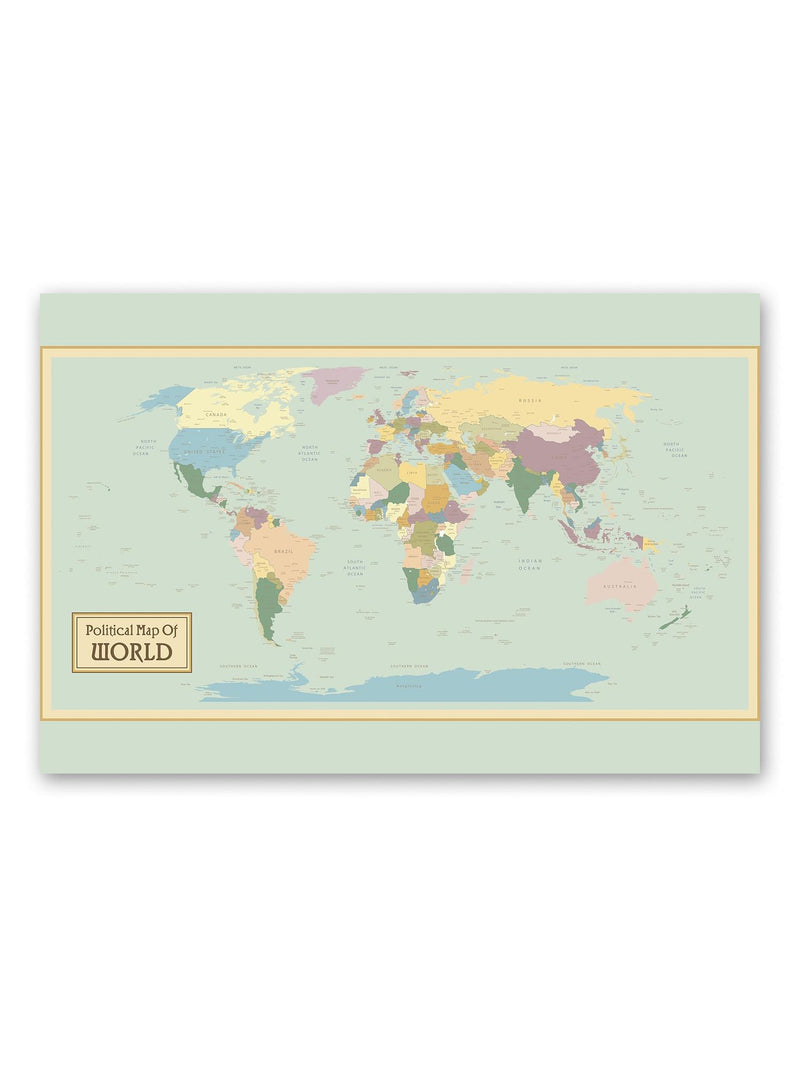 High Detail Political World Map Poster -Image by Shutterstock