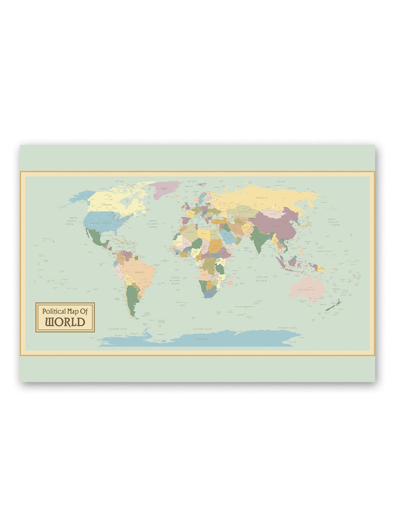 High Detail Political World Map Poster -Image by Shutterstock