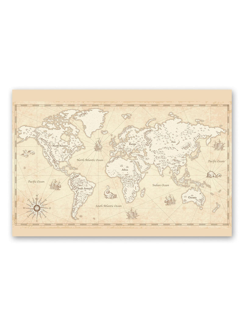 Great Detail Vintage World Map Poster -Image by Shutterstock