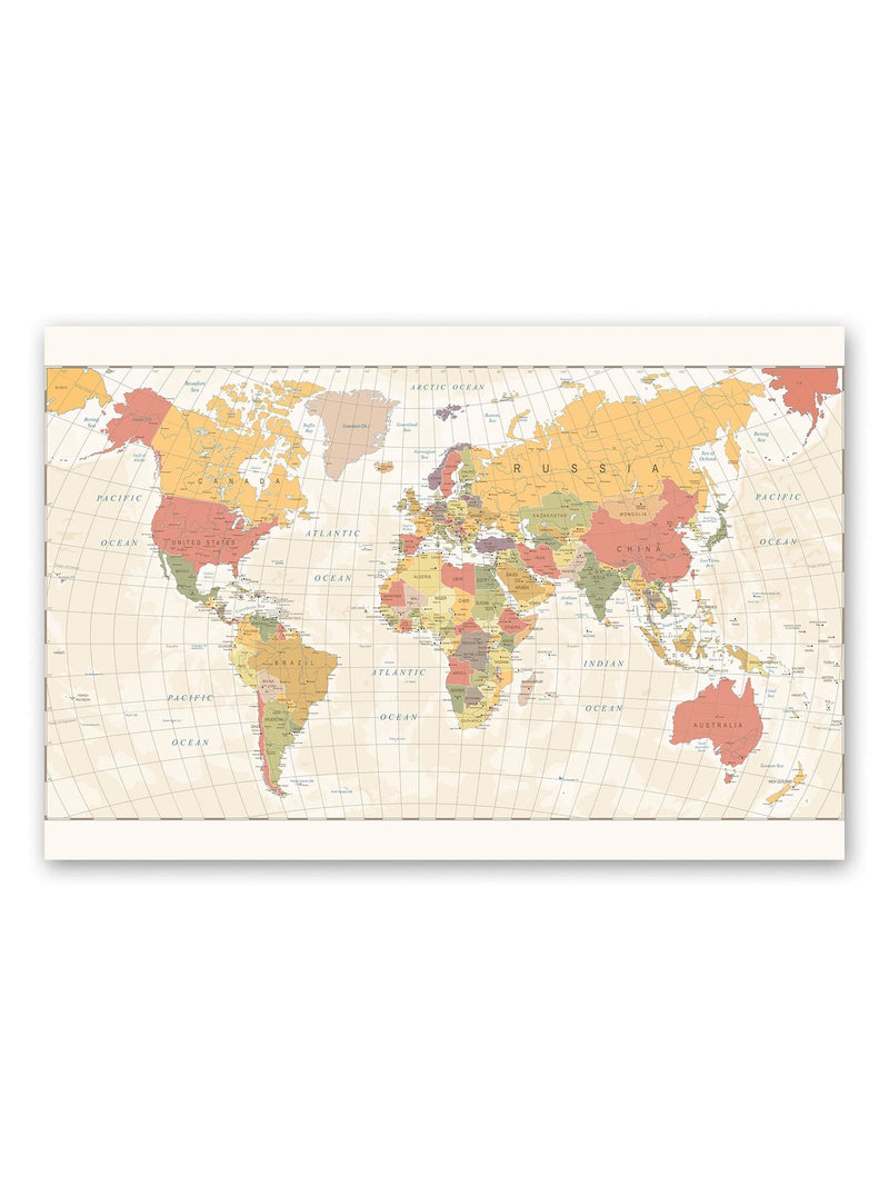 Vintage World Map  Detailed   Poster -Image by Shutterstock