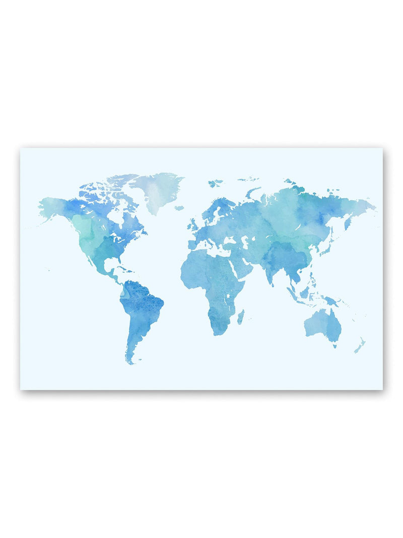 Watercolor Blue World Map Poster -Image by Shutterstock
