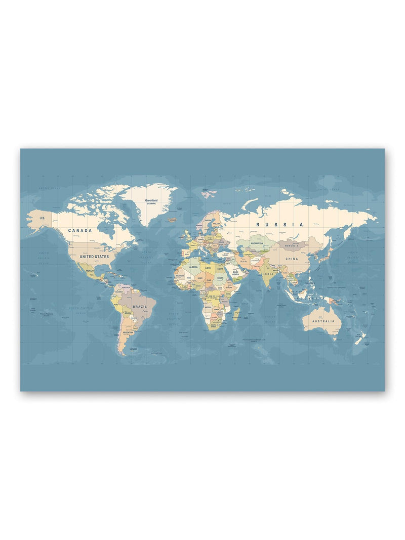 High Detail On World Map Poster -Image by Shutterstock