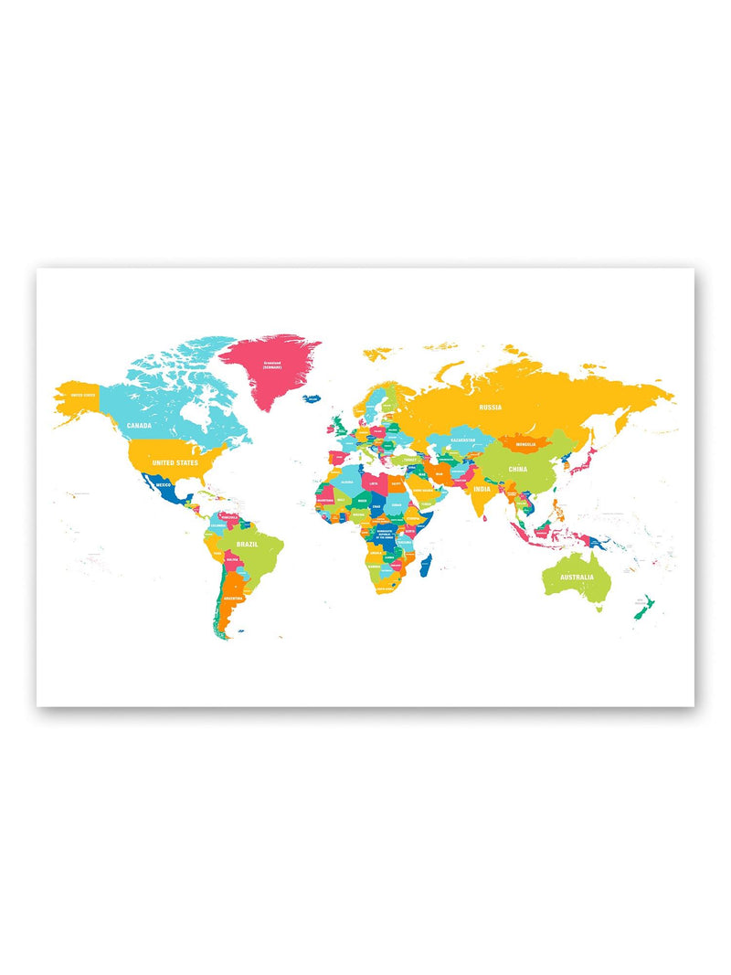 Colorful Detailed World Map Poster -Image by Shutterstock