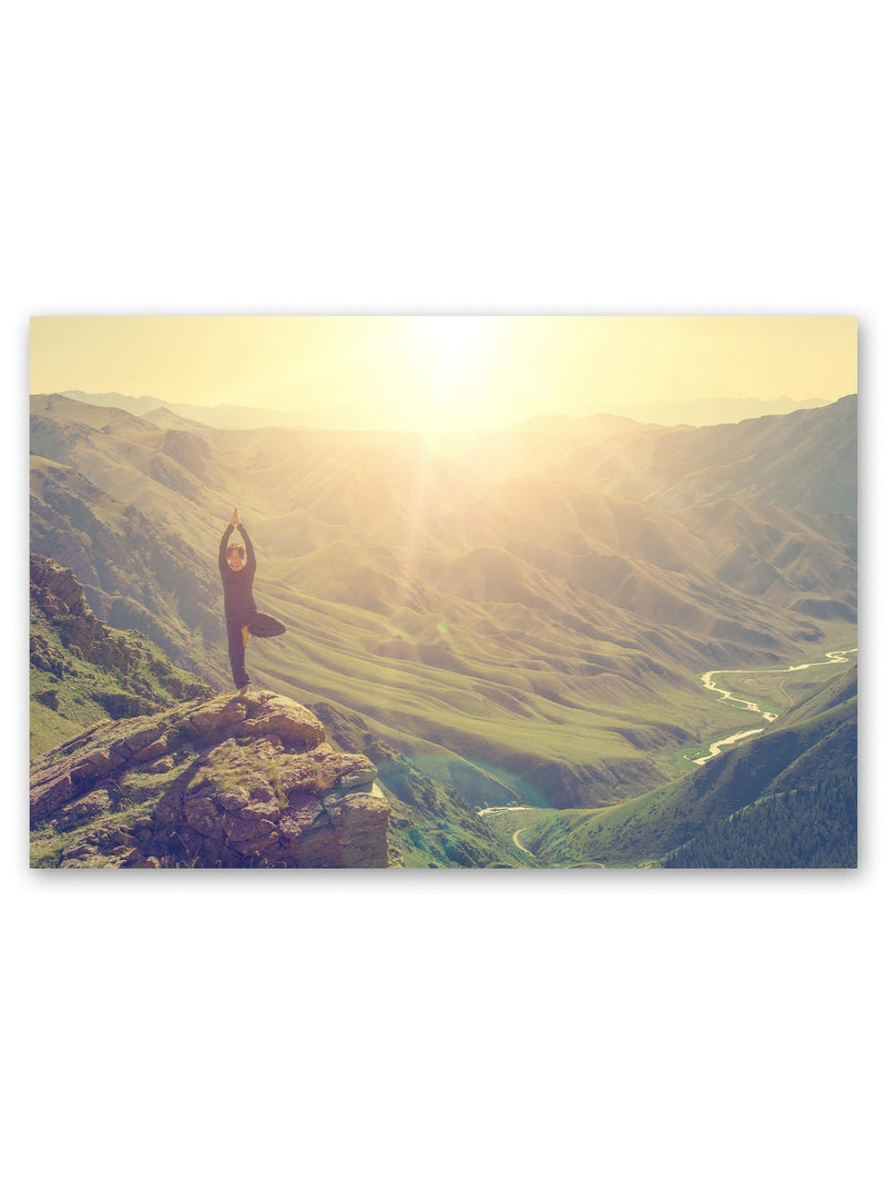 Woman Doing Yoga On Mountains Poster -Image by Shutterstock