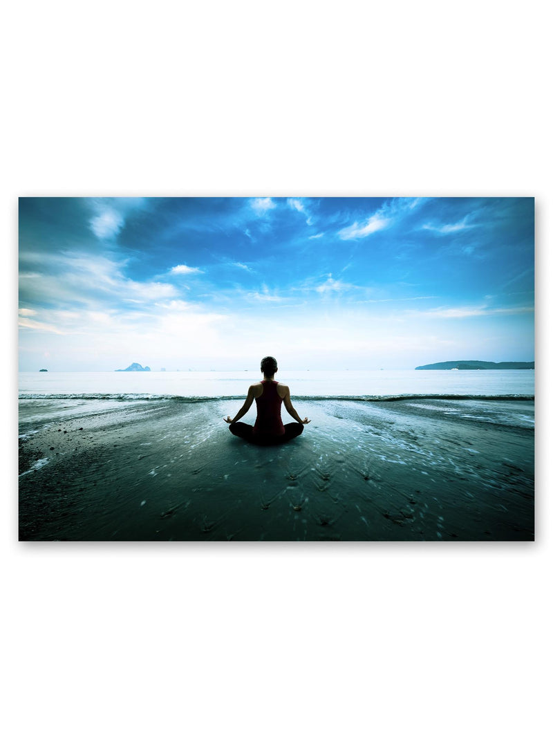 Woman Practicing Yoga On A Beach Poster -Image by Shutterstock