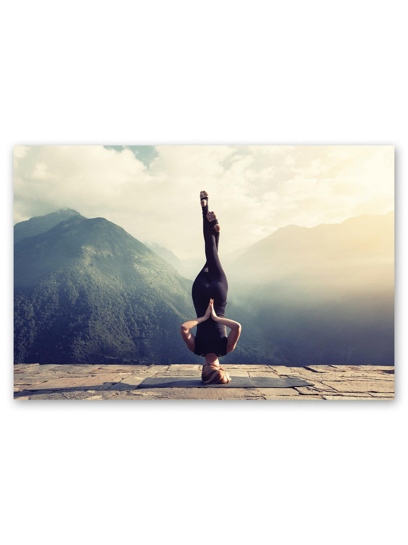 Woman Doing A Headstand Outdoors Poster -Image by Shutterstock
