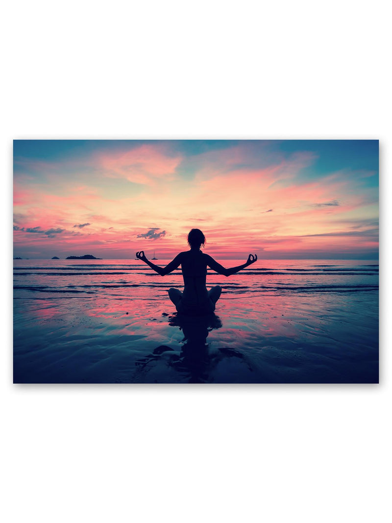 Woman Practices Yoga On A Beach Poster -Image by Shutterstock