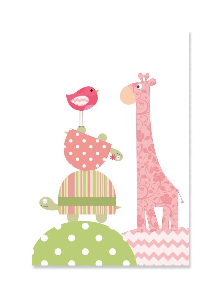 Ornate Cute Pink Baby Animals Poster -Image by Shutterstock